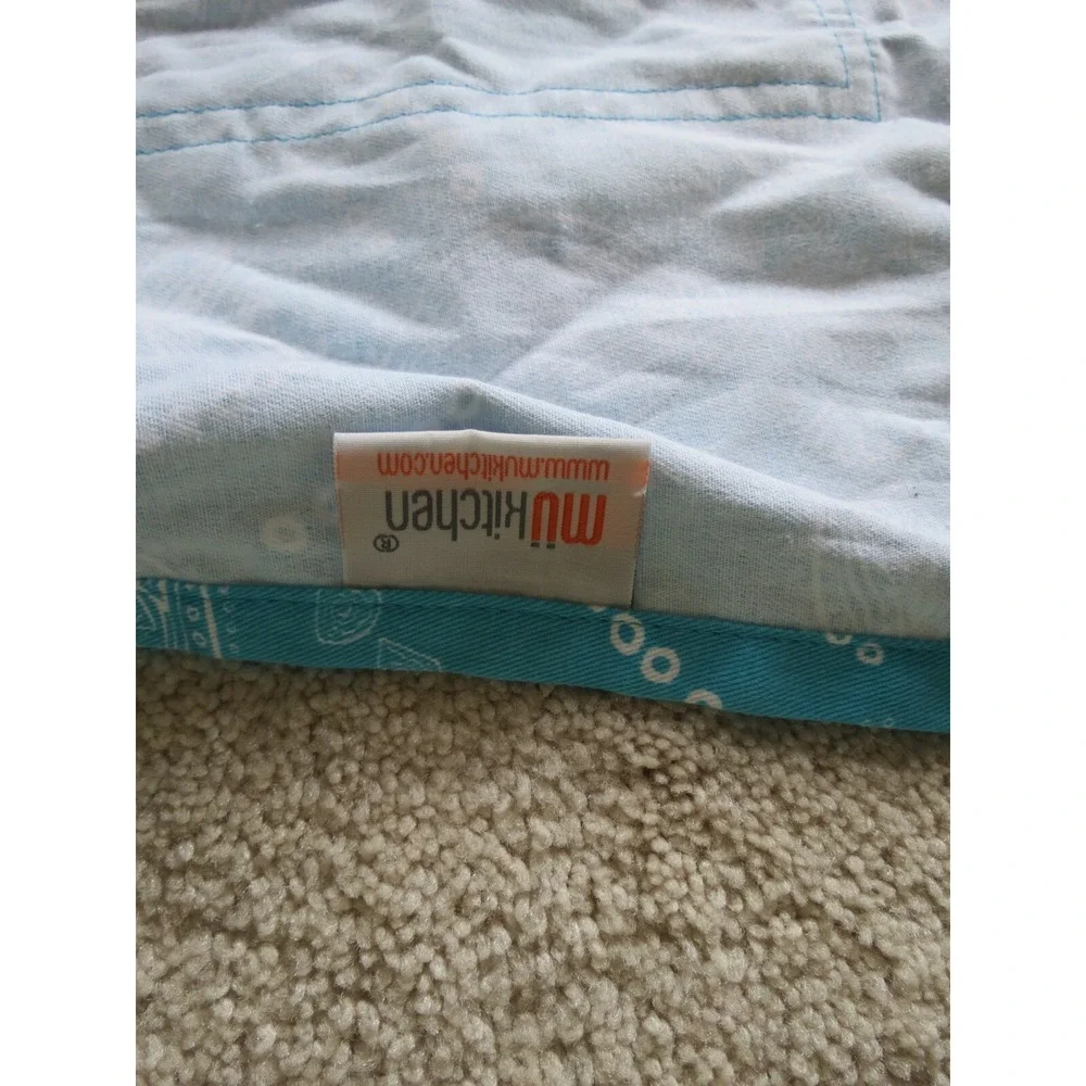 MU Kitchen Chautauqua Lake Summer Cotton Cooking Apron Blue Paisley Pocket